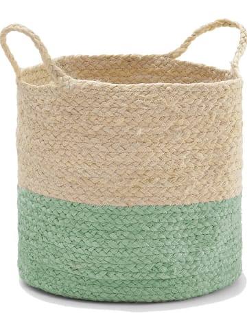 The Wild Hug Aufbewahrungskorb in Beige/ Grün - (H)30 x Ø 30 cm