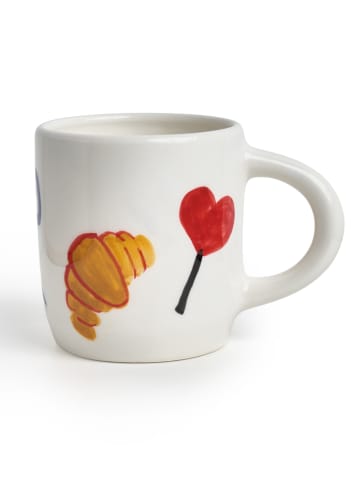The Wild Hug Tasse "Favourite Things" in Weiß/ Rot/ Hellbraun - (H)9 cm