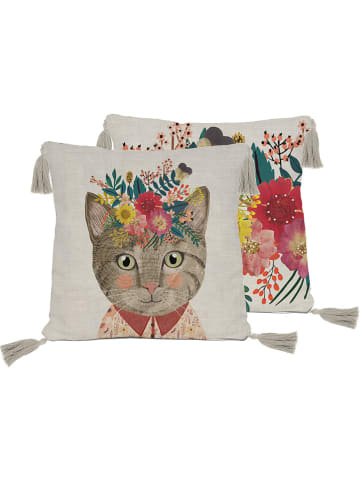The Wild Hug Kissenhülle "Floral Cat" in Bunt - (L)45 x (B)45 cm