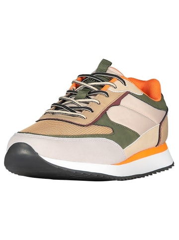Geographical Norway Sneakersy "Olyno" w kolorze beżowo-oliwkowo-kremowym