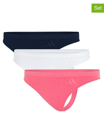 adidas 3er-Set: Strings in Pink/ Weiß/ Dunkelblau