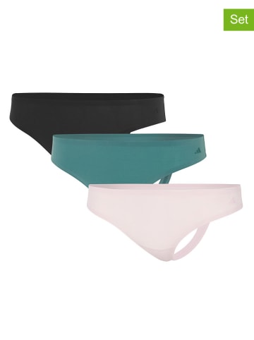 adidas Stringi (3 pary) w kolorze jasnoróżowym, turkusowym i czarnym