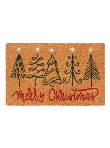 Hanse Home Kokos-Fußmatte ''Five Christmas Trees'' in Hellbraun/ Grün/ Rot