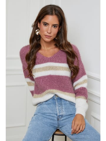 L'armoire de Suzette Pullover in Rosa/ Weiß