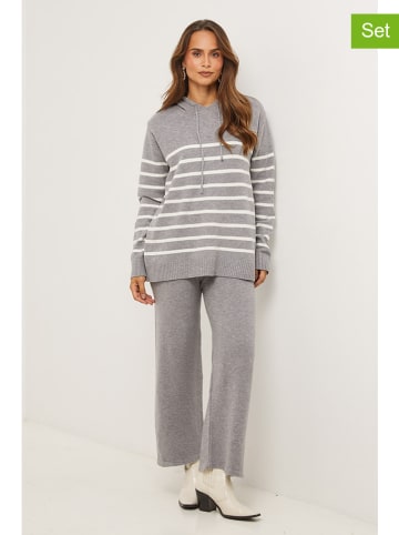 L'armoire de Suzette 2-częściowy zestaw w kolorze szaro-białym