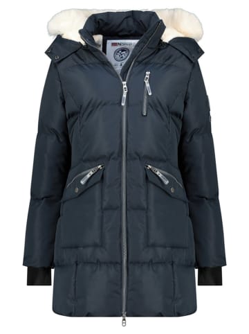 Geographical Norway Doorgestikte mantel "Balaland" donkerblauw