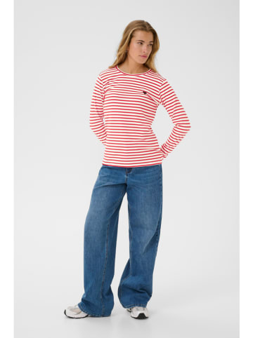 Kaffe Longsleeve in Creme/ Rot/ Rot