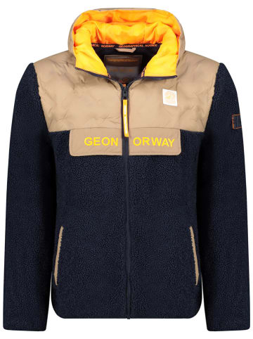 Geographical Norway Kurtka polarowa "Teclass" w kolorze granatowo-beżowym
