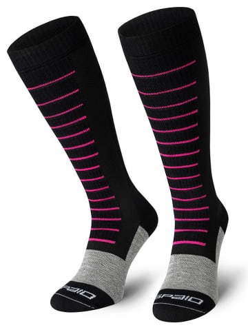 Spaio Ski-/Snowboardkniestrümpfe "Fierce" in Schwarz/ Pink/ Grau
