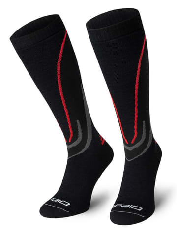 Spaio Ski-/Snowboardkniestrümpfe "Thermo-Evo" in Schwarz/ Rot