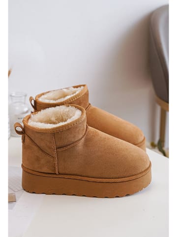 Rock & Joy Botki zimowe w kolorze jasnobrązowym