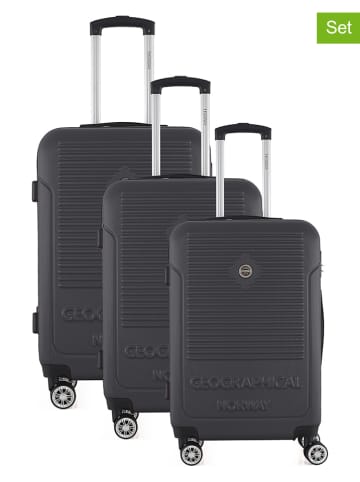 Geographical Norway 3tlg. Hardcase-Trolleyset "Sandiego" in Schwarz
