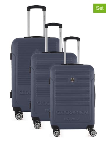 Geographical Norway 3tlg. Hardcase-Trolleyset "Sandiego" in Blaugrau