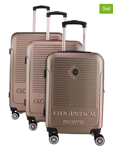 Geographical Norway 3tlg. Hardcase-Trolleyset "Santiago" in Hellbraun