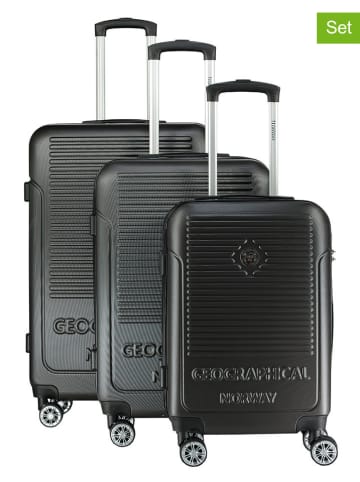 Geographical Norway 3tlg. Hardcase-Trolleyset "Santiago" in Anthrazit