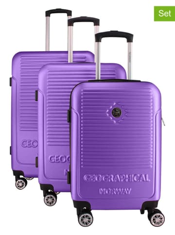Geographical Norway 3tlg. Hardcase-Trolleyset "Santiago" in Lila