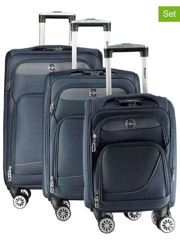 Geographical Norway 3tlg. Softcase-Trolleyset "Show" in Dunkelblau