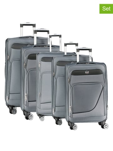 Geographical Norway 5-delige softcase-trolleyset "Show" grijs