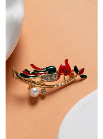 Heliophilia Broszka w kolorze srebrnym z cyrkoniami i perłą