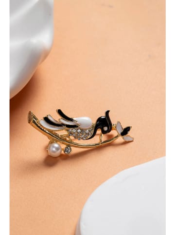 Heliophilia Broszka w kolorze srebrnym z cyrkoniami i perłą