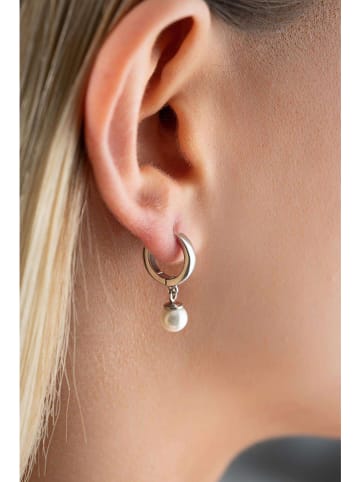 Heliophilia Srebrne kolczyki-kreole z perłami