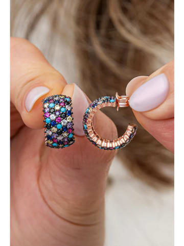 Heliophilia Rosévergold. Halbcreolen mit Edelsteinen