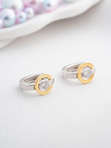 Heliophilia Srebrne kolczyki-kreole z cyrkoniami