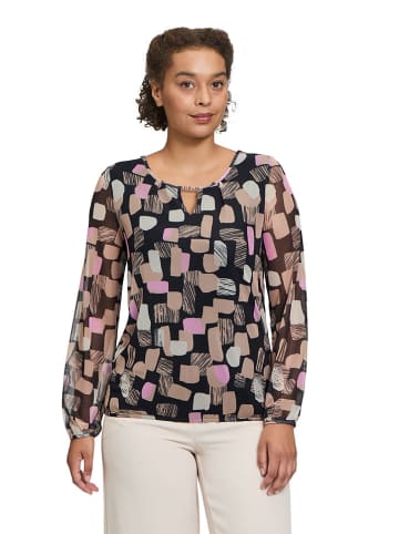 BETTY & CO Bluse in Schwarz/ Taupe/ Rosa