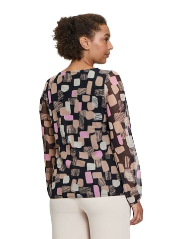 BETTY & CO Bluse in Schwarz/ Taupe/ Rosa
