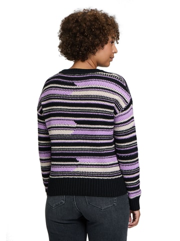 BETTY & CO Sweter w kolorze fioletowo-czarno-kremowym