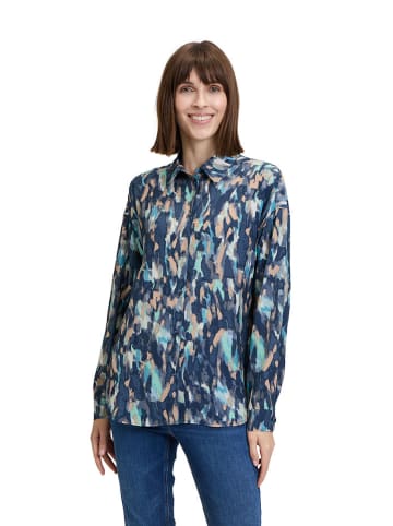 BETTY & CO Bluse in Dunkelblau/ Hellblau/ Camel
