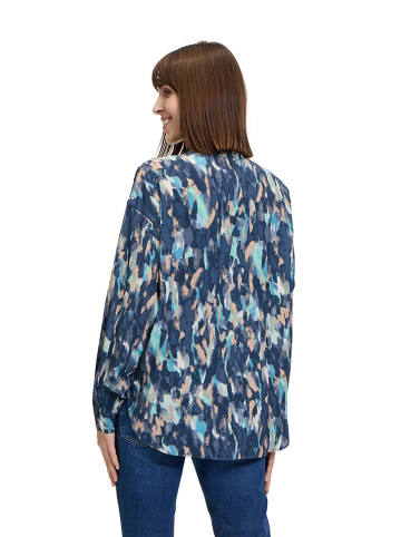 BETTY & CO Bluse in Dunkelblau/ Hellblau/ Camel
