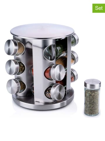 Alpina 13-delige set: kruidenrek zilverkleurig - (H)23 x  Ø 19 cm
