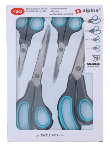 Alpina 4er-Set: Haushaltsscheren in Grau