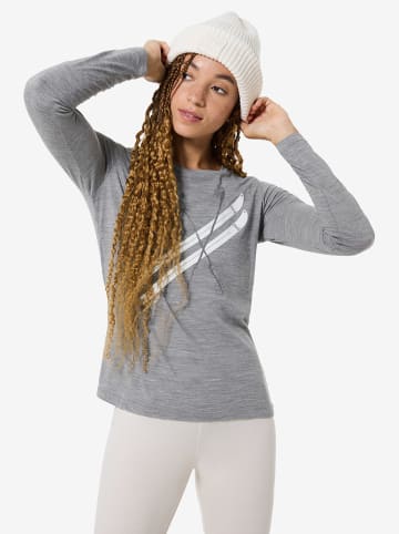 super.natural Funktionslongsleeve "Kryssede Ski" in Grau/ Weiß
