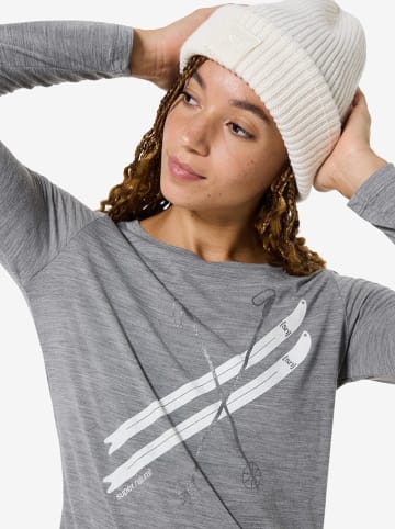 super.natural Funktionslongsleeve "Kryssede Ski" in Grau/ Weiß