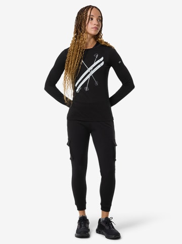 super.natural Funktionslongsleeve "Kryssede Ski" in Schwarz/ Weiß