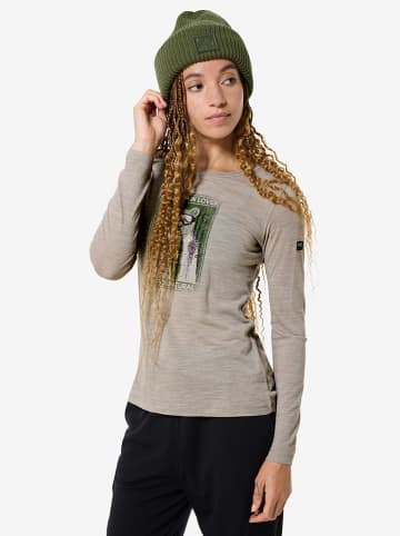 super.natural Funktionslongsleeve "Bearski" in Beige/ Khaki