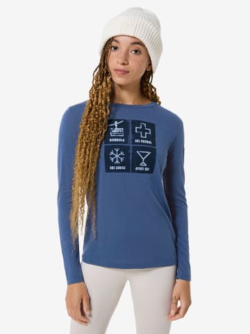 super.natural Funktionslongsleeve "Swiss Lodge" in Blau/ Weiß