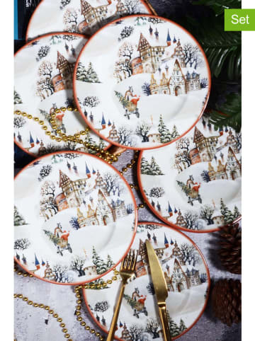 Violeta Home 6-delige set: dessertborden wit/meerkleurig - Ø 20 cm