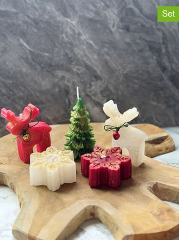 ABERTO DESIGN Świece (5 szt.) w kolorze kremowo-zielono-czerwonym