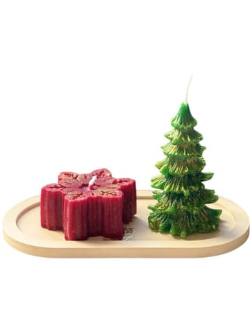 ABERTO DESIGN 3tlg. Kerzen-Set in Rot/ Grün