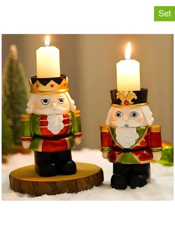 ABERTO DESIGN 2-delige set: kaarshouders meerkleurig - (H)14 x Ø 10 cm