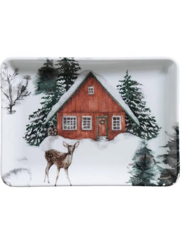 Hermia 3er-Set: Dessertteller in Weiß/ Grün - (L)13 x (B)18 cm