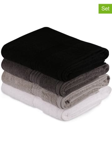 Colourful Cotton Ręczniki prysznicowe (4 szt.) w kolorze czarno-szaro-białym