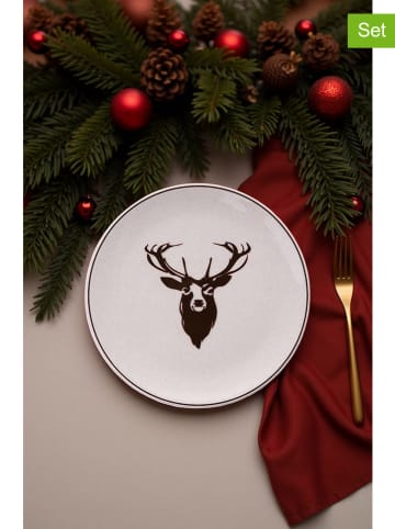 Hermia 6-delige set: dessertborden crème/zwart - Ø 19,3 cm