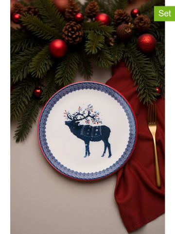 Hermia 6er-Set: Dessertteller in Creme/ Blau - Ø 19,3 cm
