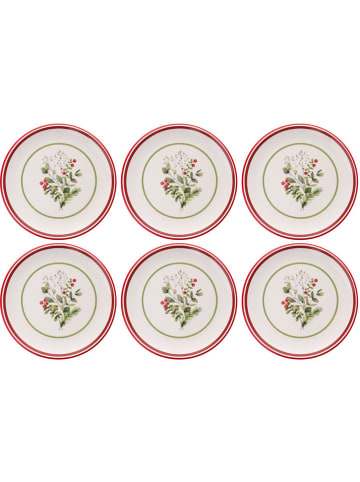 Hermia 6er-Set: Dessertteller in Creme/ Rot - Ø 19,3 cm