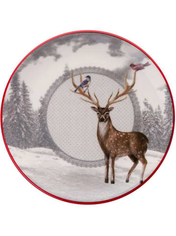 Hermia 6er-Set: Dessertteller in Grau/ Rot - Ø 19,3 cm