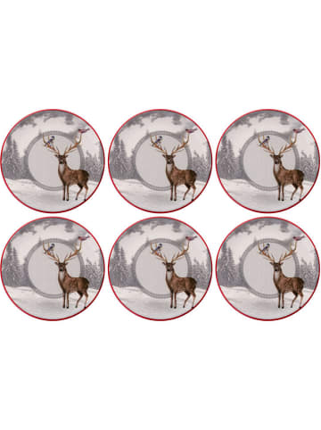 Hermia 6er-Set: Dessertteller in Grau/ Rot - Ø 19,3 cm